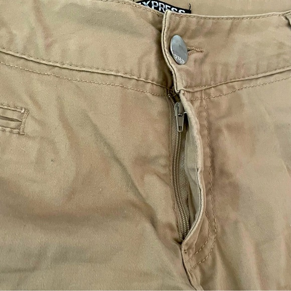 Express editor Y2K khaki chino rolled hem shorts women’s vintage size 8 - Picture 3 of 8